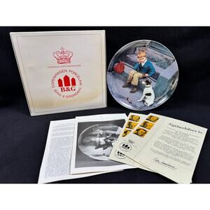 Vintage Copenhagen Porcelain Bing & Grondahl Collectible Plate Child & Dog